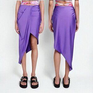 🌻NEW w/tags Maje Japre Violet Purple Asymmetric Midi Skirt Size 38